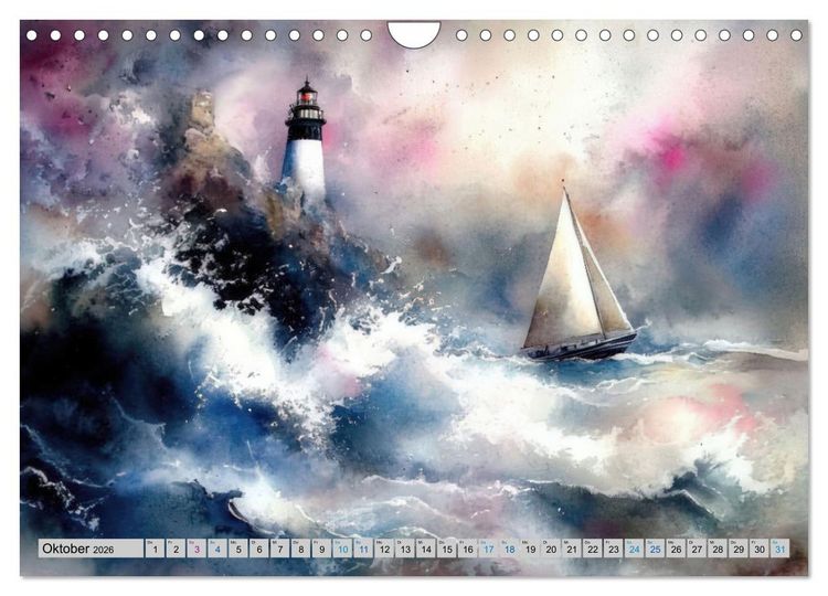 Produktbild: Segeltr&auml;ume und Leuchtturmlichter (Wandkalender 2026 DIN A4 quer), CALVENDO Monatskalender
