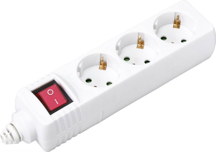 Produktbild: Sygonix BT-2372210 Steckdosenleiste mit Schalter 3fach Wei&szlig; 1St.
