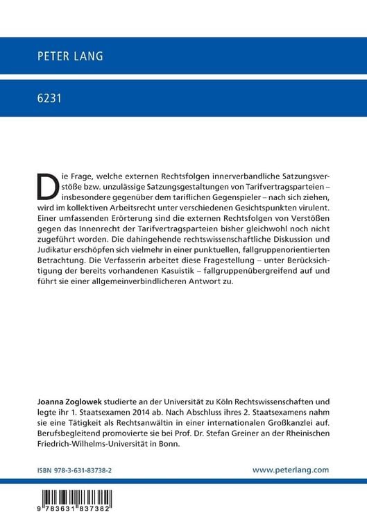 Produktbild: Auswirkungen innerverbandlicher Satzungsverst&ouml;&szlig;e sowie unzul&auml;ssiger Satzungsgestaltungen von Tarifparteien auf das Au&szlig;enverh&auml;ltnis