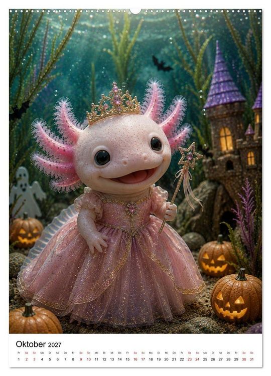 Produktbild: Axolotl durchs ganze Jahr (hochwertiger Premium Wandkalender 2027 DIN A2 hoch), Kunstdruck in Hochglanz