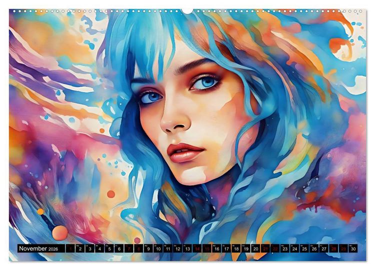 Produktbild: Psychedelische Ladies (hochwertiger Premium Wandkalender 2026 DIN A2 quer), Kunstdruck in Hochglanz