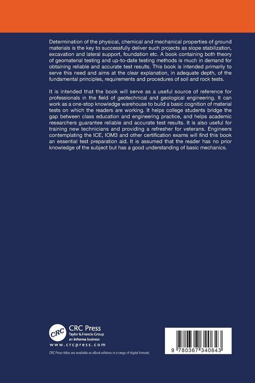 Produktbild: Handbook of Geotechnical Testing