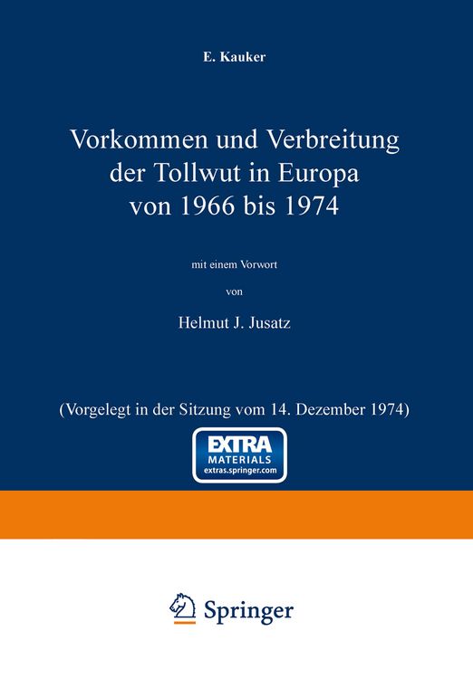 Produktbild: Vorkommen und Verbreitung der Tollwut in Europa von 1966 bis 1974