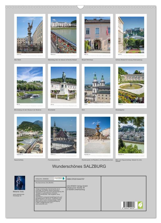 Produktbild: Wundersch&ouml;nes SALZBURG (Wandkalender 2026 DIN A2 hoch), CALVENDO Monatskalender