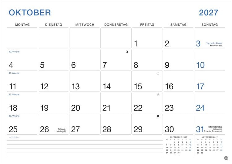 Produktbild: B&uuml;ro Monatsplaner 2027