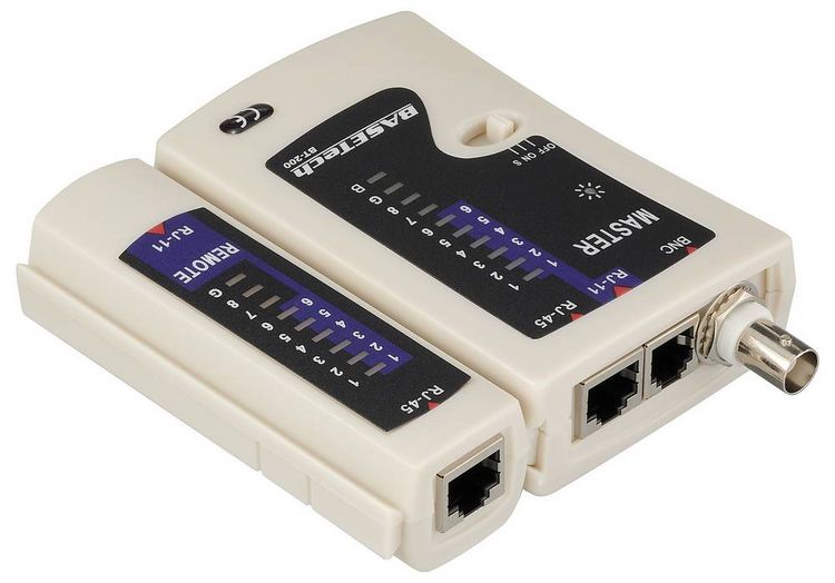 Produktbild: Basetech Kabeltester BT-200 BT-200 Geeignet f&uuml;r RJ-45, RJ-11, BNC