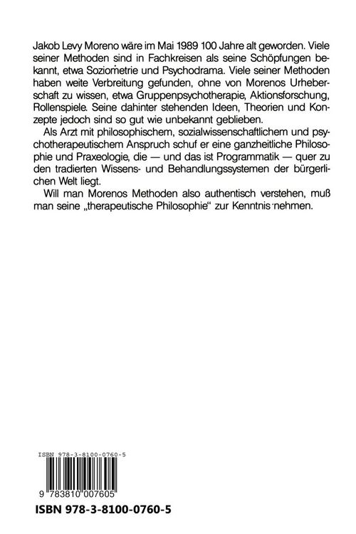 Produktbild: Morenos therapeutische Philosophie