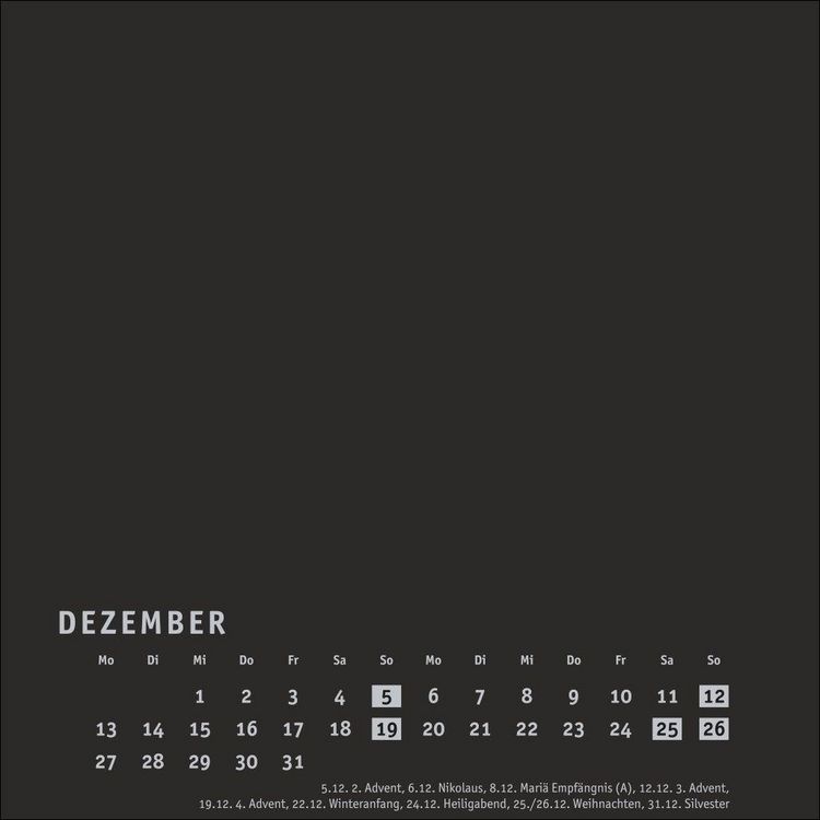 Produktbild: Premium-Bastelkalender schwarz klein 2027
