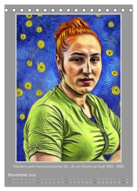 Produktbild: Yolanda in der Kunstgalerie (Tischkalender 2026 DIN A5 hoch), CALVENDO Monatskalender