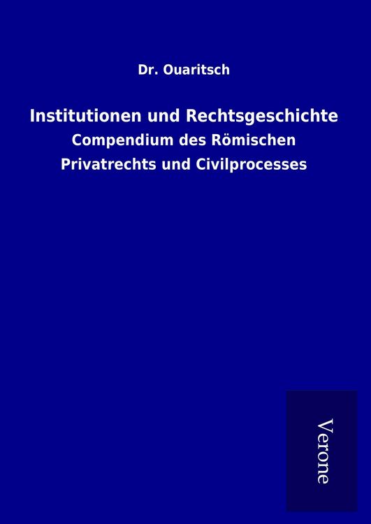 Produktbild: Institutionen und Rechtsgeschichte