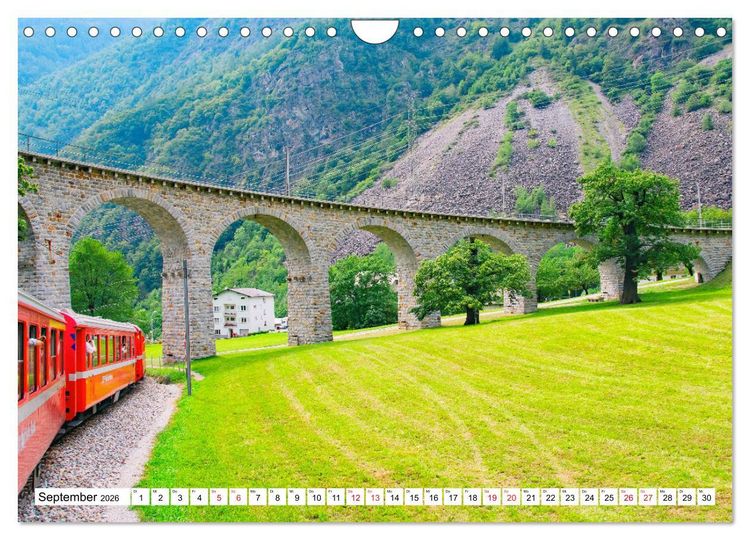 Produktbild: Rh&auml;tische Bahn - Fahrt durch die B&uuml;ndner Alpen (Wandkalender 2026 DIN A4 quer), CALVENDO Monatskalender