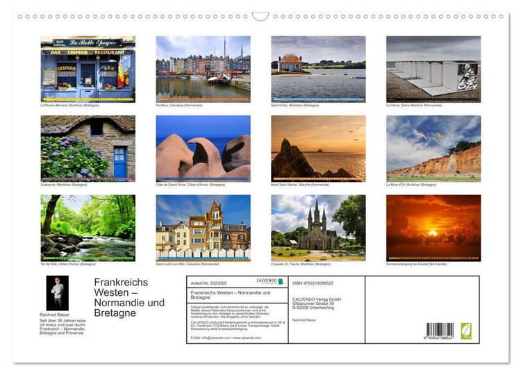 Produktbild: Frankreichs Westen &ndash; Normandie und Bretagne (Wandkalender 2026 DIN A2 quer), CALVENDO Monatskalender