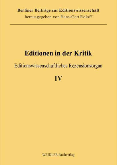 Produktbild: Editionen in der Kritik 4