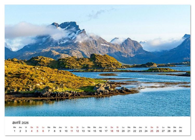 Produktbild: Lofoten - &Icirc;les de r&ecirc;ve norv&eacute;giennes (Calendrier de bureau 2026 DIN A5 vertical), CALVENDO calendrier mensuel