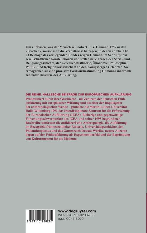 Produktbild: Johann Georg Hamann: Religion und Gesellschaft