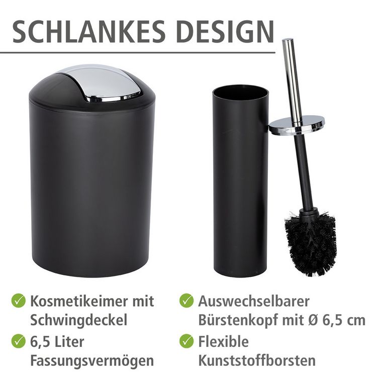 Produktbild: Badezimmer Set Mod. Calvo schwarz matt, 4 tlg., Seifenspender, Zahnputzbecher, Toilettenb&uuml;rste &