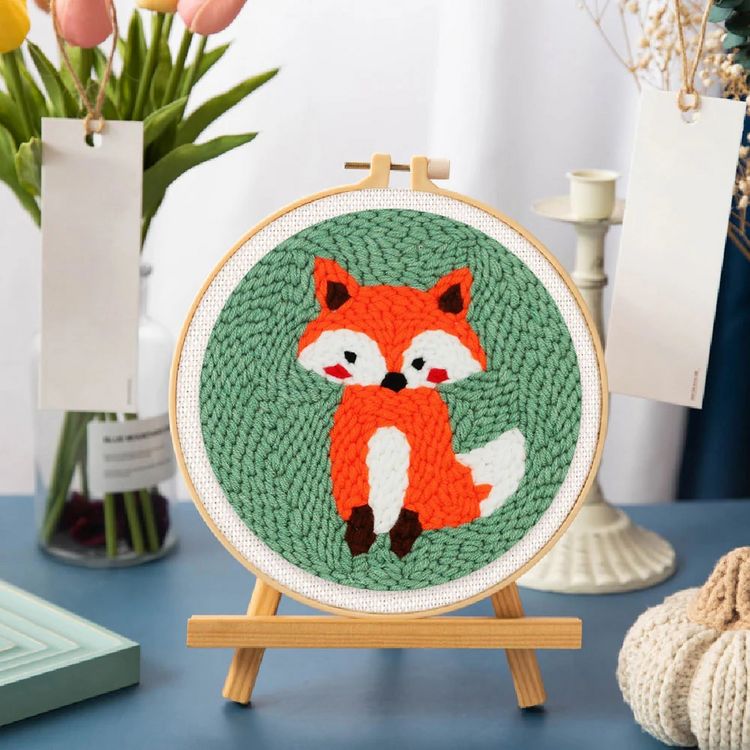 Produktbild: Punch Needle Figured'Art 20x20 cm Fuchs, DIY Stickerei mit Nadel und Wolle