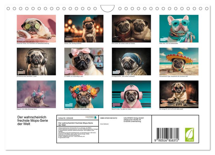 Produktbild: Der wahrscheinlich frechste Mops-Serie der Welt (Wandkalender 2027 DIN A4 quer), CALVENDO Monatskalender