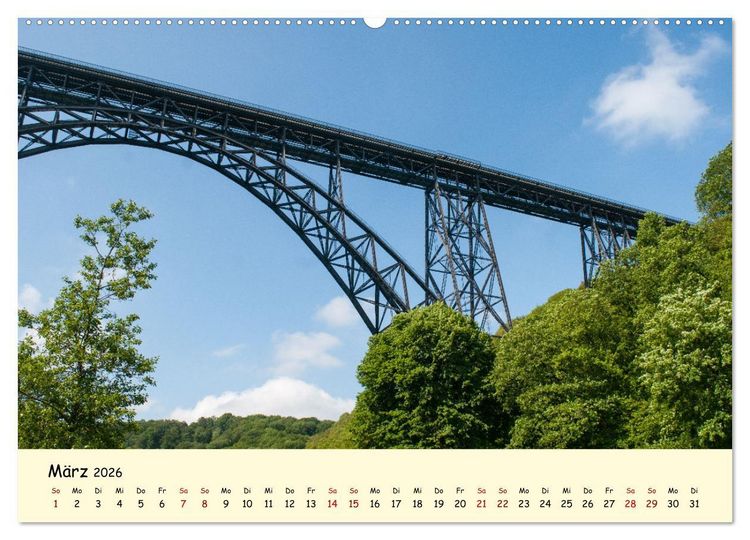 Produktbild: M&uuml;ngstener Br&uuml;cke - Landschaft rund um Solingen (hochwertiger Premium Wandkalender 2026 DIN A2 quer), Kunstdruck in Hochglanz