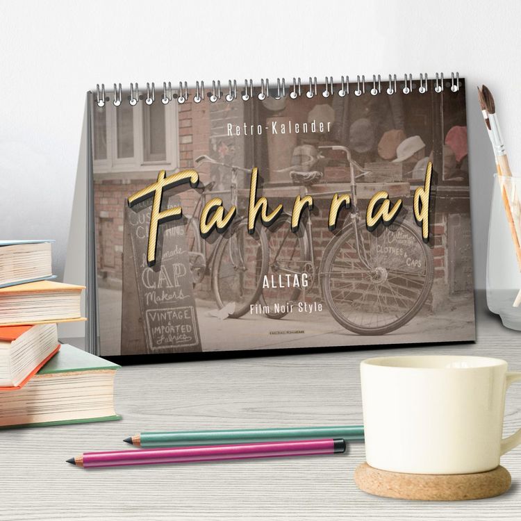 Produktbild: Fahrrad Alltag - Film Noir Style (Tischkalender 2026 DIN A5 quer), CALVENDO Monatskalender