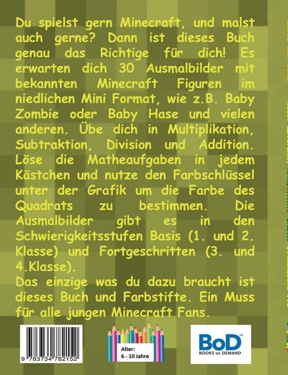 Produktbild: Funcraft - Das inoffizielle Mathe Ausmalbuch: Minecraft Minis (Cover Zombie)