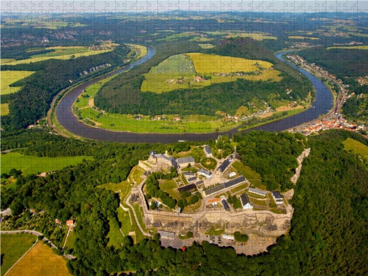 Produktbild: CALVENDO Puzzle Luftbildd Festung K&ouml;nigstein, Elbsandsteingebirge, Sachsen | 1000 Teile Lege-Gr&ouml;&szlig;e 64x48cm Foto-Puzzle f&uuml;r gl&uuml;ckliche Stunden