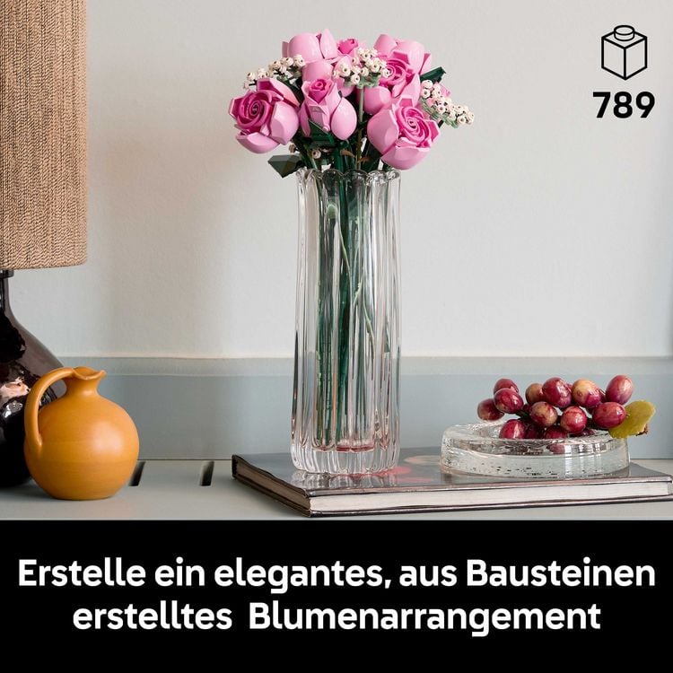 Produktbild: LEGO Botanicals 10374 Rosa Rosenstrau&szlig;, Kunstblumen f&uuml;r Erwachsene