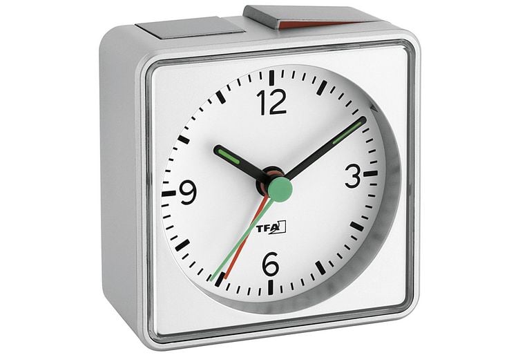 Produktbild: TFA Dostmann 60.1013.54 Quarz Wecker Silber Alarmzeiten 1 Fluoreszierend Zeiger
