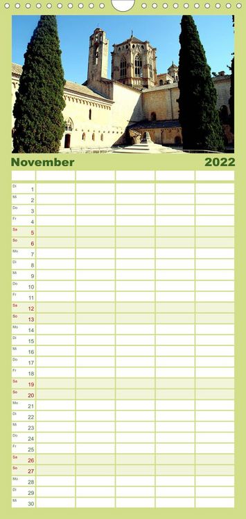Produktbild: Familienplaner Zisterzienserroute in Katalonien (Wandkalender 2022 , 21 cm x 45 cm, hoch)
