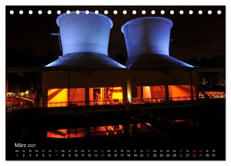 Produktbild: Impressionen Ruhrgebiet bei Nacht (Tischkalender 2027 DIN A5 quer), CALVENDO Monatskalender