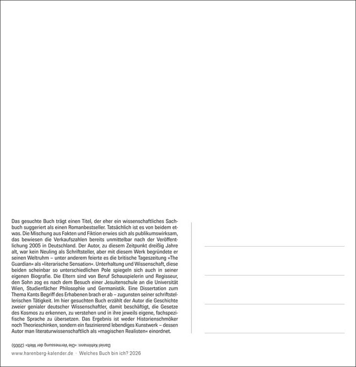 Produktbild: Welches Buch bin ich? Premium-Postkartenkalender 2026 - Literarischer Rätselkalender