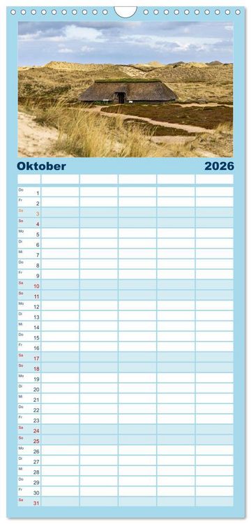 Produktbild: Familienplaner 2026 - Inselbilder Amrum mit 5 Spalten (Wandkalender, 21 x 45 cm) CALVENDO