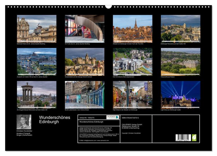 Produktbild: Wundersch&ouml;nes Edinburgh (Wandkalender 2026 DIN A2 quer), CALVENDO Monatskalender