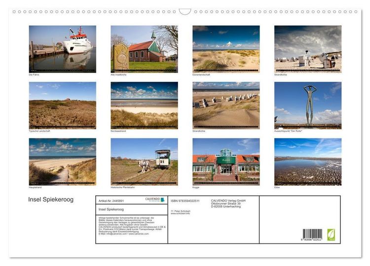Produktbild: Insel Spiekeroog (Wandkalender 2027 DIN A2 quer), CALVENDO Monatskalender
