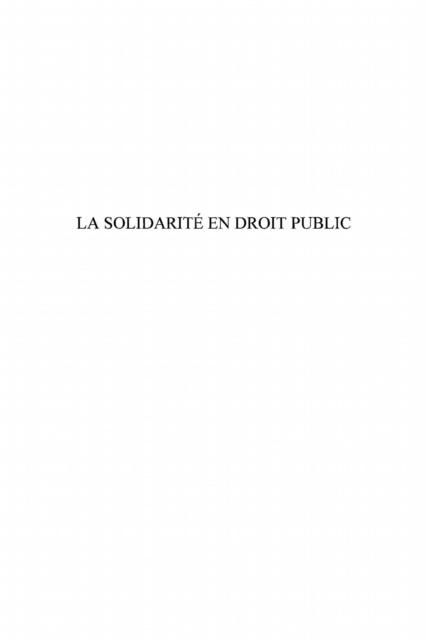 Produktbild: La solidarite en droit public