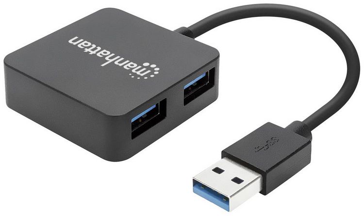 Produktbild: Manhattan 162296 USB-Hub 4 Port USB-A USB 3.0 5 GBit/s Schwarz