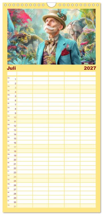 Produktbild: Familienplaner 2027 - Dandy und Retro Vintage - Portraits mit Humor mit 5 Spalten (Wandkalender, 21 x 45 cm) CALVENDO
