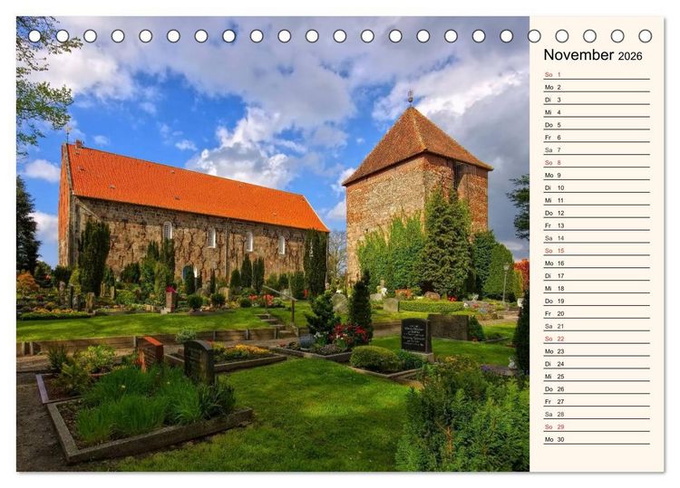 Produktbild: Kirchen in Ostfriesland (Tischkalender 2026 DIN A5 quer), CALVENDO Monatskalender