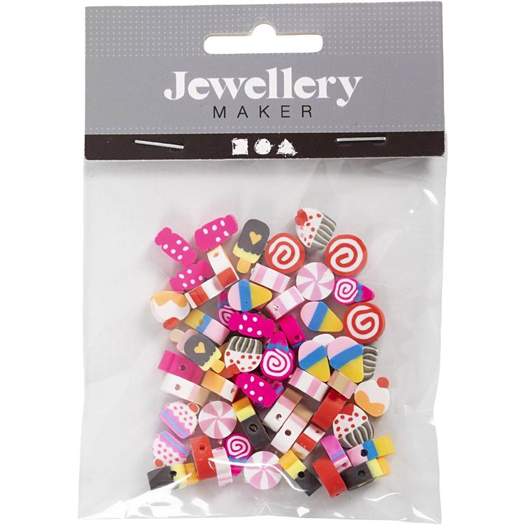 Produktbild: Creativ Company Figurperlen, S&uuml;&szlig;igkeiten, Kuchen und Eis, D 10 mm, Lochgr&ouml;&szlig;e 1,5 mm, 60 Stk