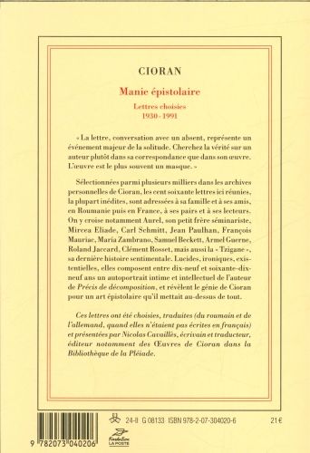 Produktbild: Manie &eacute;pistolaire : lettres choisies, 1930-1991