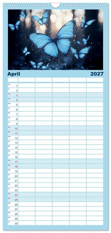 Produktbild: Familienplaner 2027 - Blauer Zauberflug mit 5 Spalten (Wandkalender, 21 x 45 cm) CALVENDO
