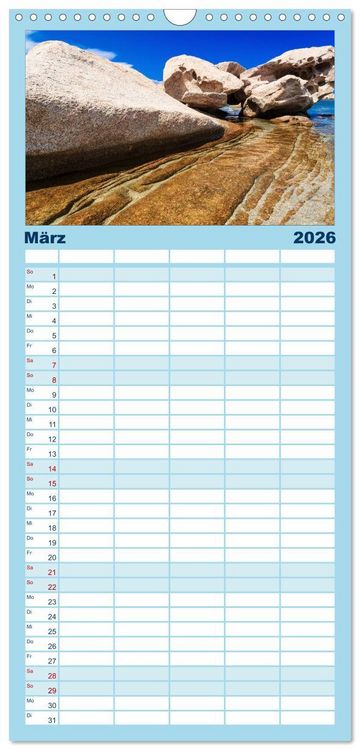 Produktbild: Familienplaner 2026 - Sardinien - Traumstr&auml;nde am Mittelmeer mit 5 Spalten (Wandkalender, 21 x 45 cm) CALVENDO