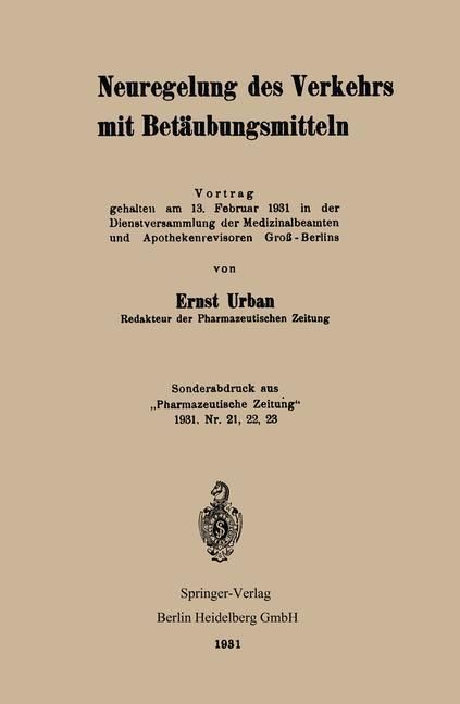 Produktbild: Neuregelung des Verkehrs mit Bet&auml;ubungsmitteln