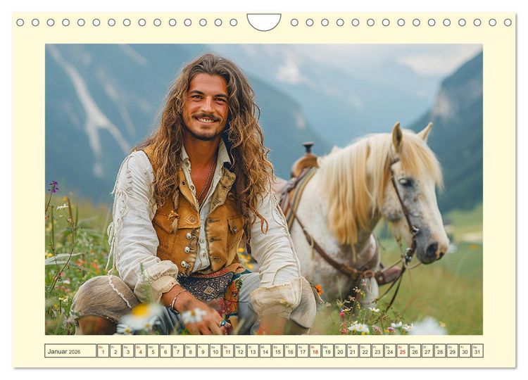 Produktbild: Leben auf der Alm. Junge M&auml;nner im Einklang mit der Natur (Wandkalender 2026 DIN A4 quer), CALVENDO Monatskalender