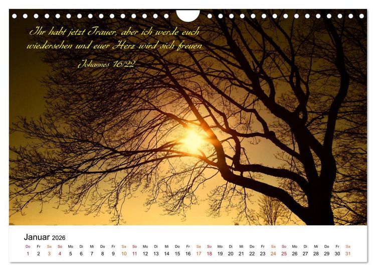 Produktbild: Zeit f&uuml;r Trauer - begleitet mit Zitaten (Wandkalender 2026 DIN A4 quer), CALVENDO Monatskalender