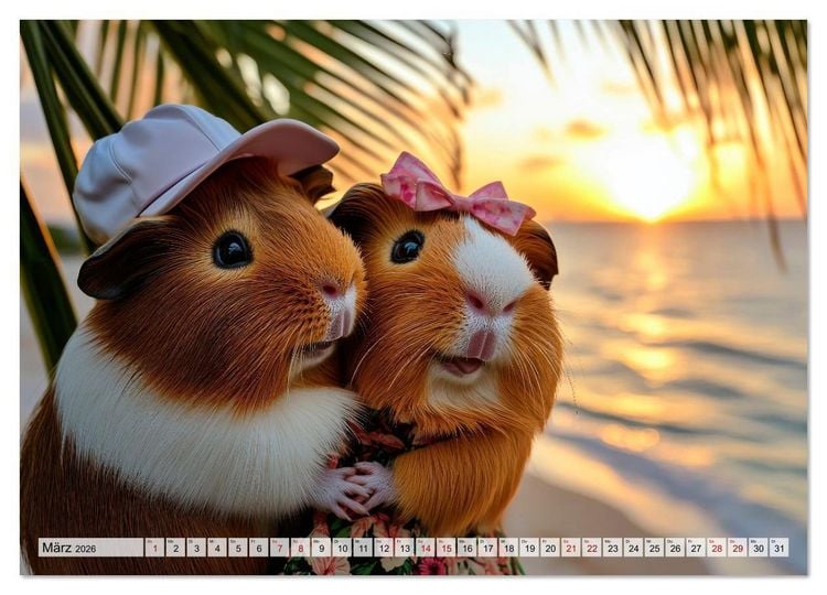 Produktbild: Meerschweinchen - Hauptsache Urlaub (Wandkalender 2026 DIN A3 quer), CALVENDO Monatskalender