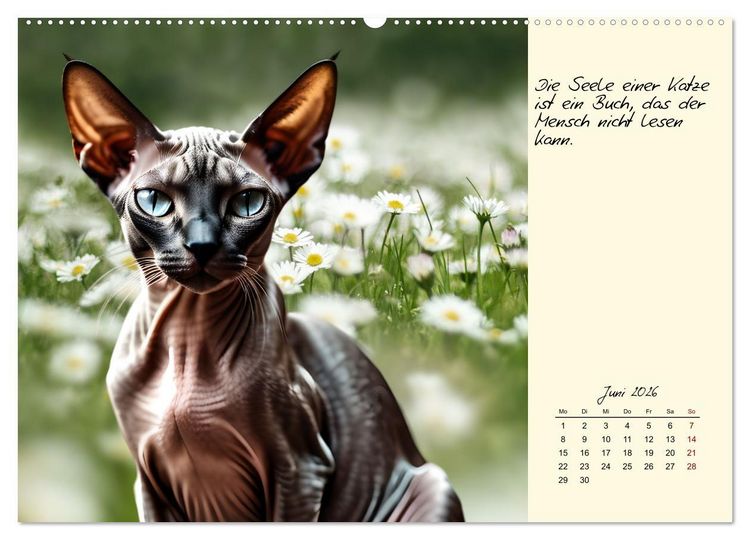 Produktbild: Katzen - Charakter und Sch&ouml;nheit (hochwertiger Premium Wandkalender 2026 DIN A2 quer), Kunstdruck in Hochglanz
