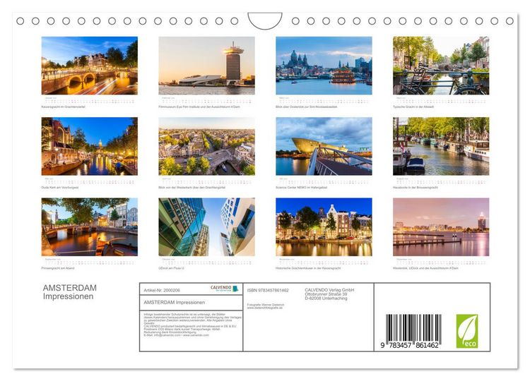 Produktbild: AMSTERDAM Impressionen (Wandkalender 2026 DIN A4 quer), CALVENDO Monatskalender