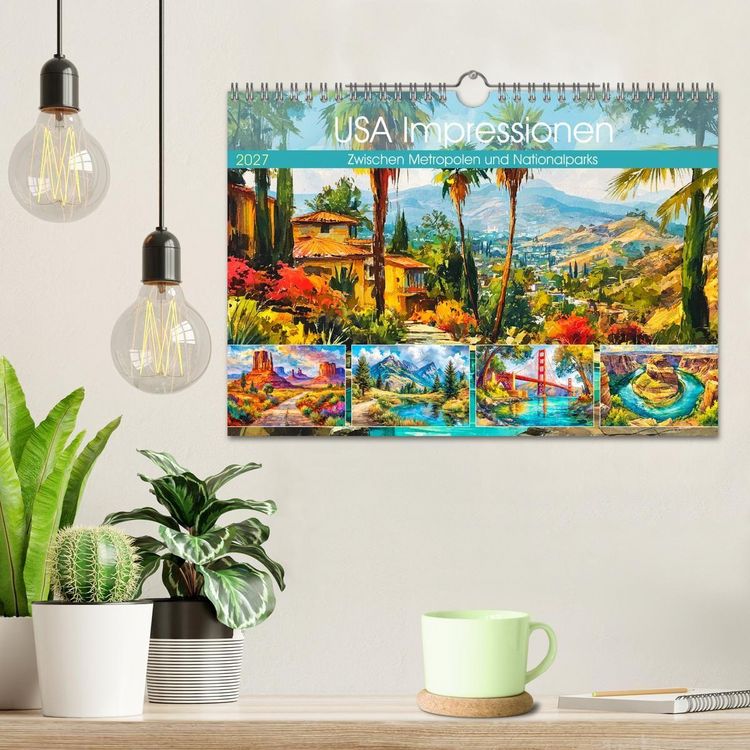 Produktbild: USA Impressionen. Zwischen Metropolen und Nationalparks (Wandkalender 2027 DIN A4 quer), CALVENDO Monatskalender