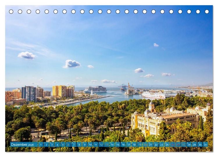 Produktbild: Malaga Highlights der Stadt an der Costa del Sol (Tischkalender 2026 DIN A5 quer), CALVENDO Monatskalender